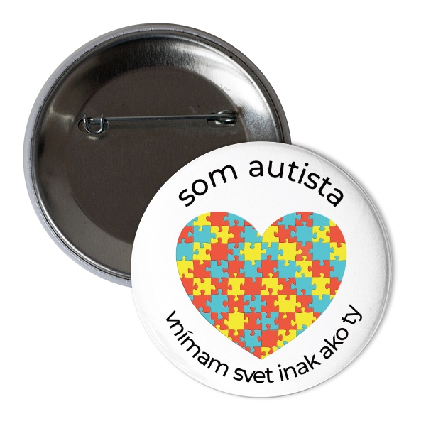 Odznak  s potlačou Som autista